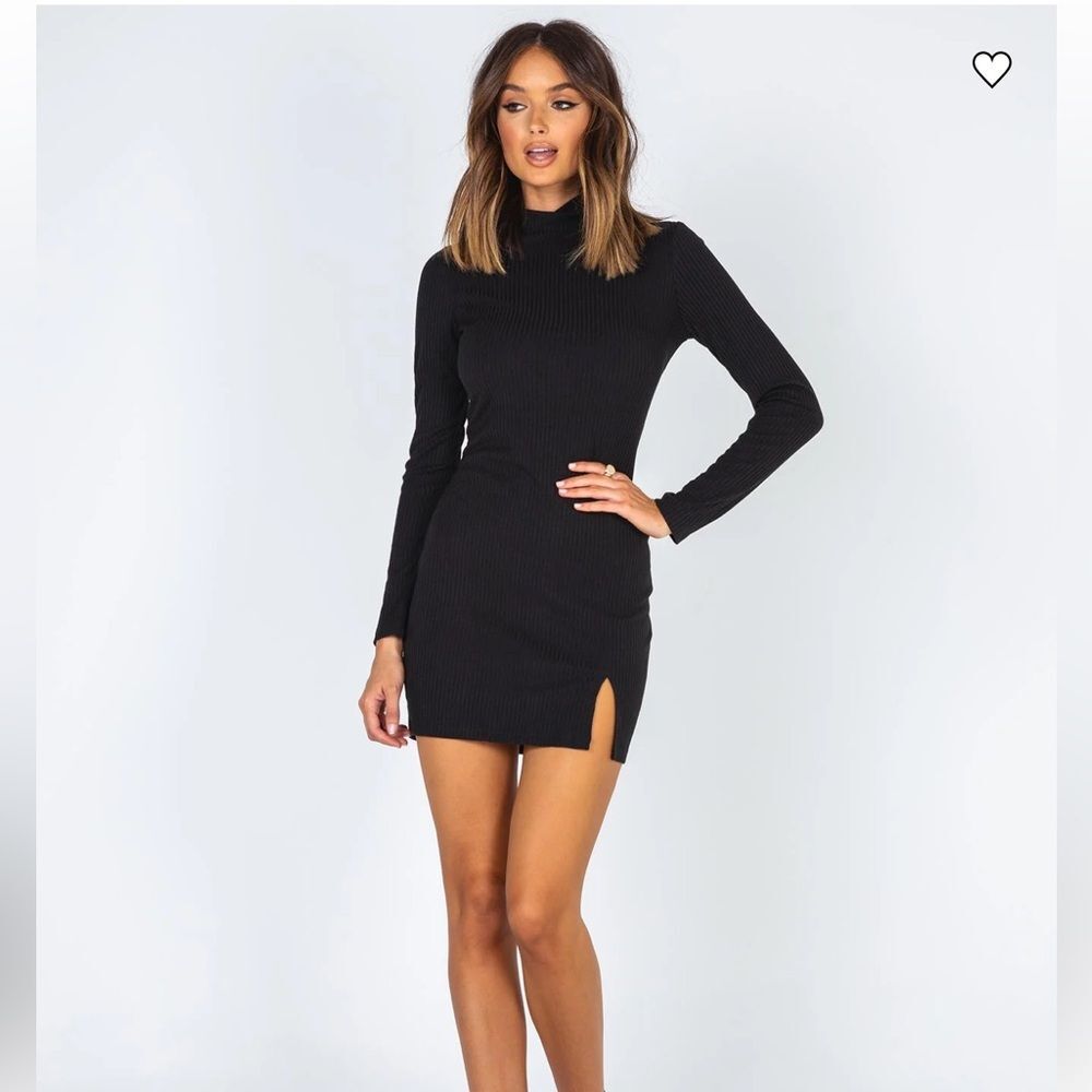 Princess Polly Kehlanae Mini Dress Black turtle neck ribbed long sleeve mini 2